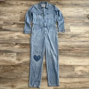 LEE Union-Alls Denim Jumpsuit Coveralls Heart Patch Blue Jeans Small